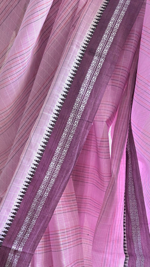 'LILAC PUVVU' Handwoven Narayanpet Cotton Saree