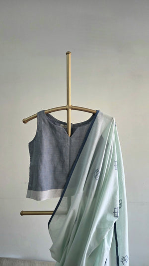 'BODMAS - FROSTED MINT' Handwoven Bengal Jamdani