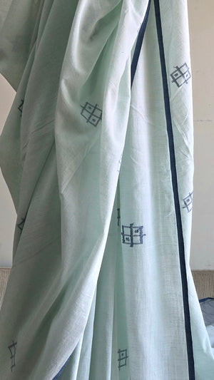'BODMAS - FROSTED MINT' Handwoven Bengal Jamdani