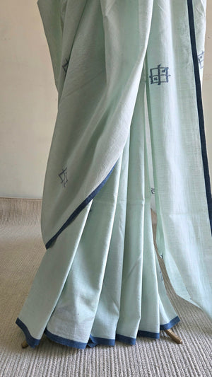 'BODMAS - FROSTED MINT' Handwoven Bengal Jamdani