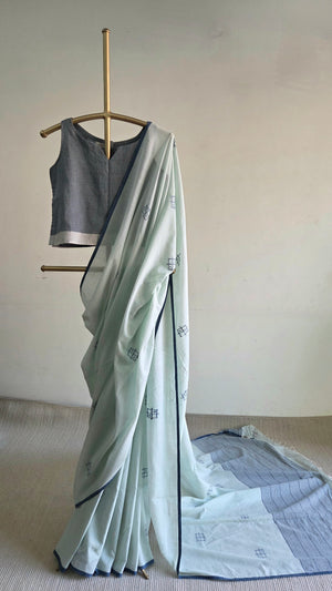 'BODMAS - FROSTED MINT' Handwoven Bengal Jamdani