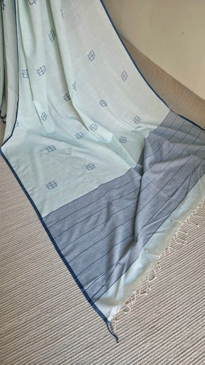'BODMAS - FROSTED MINT' Handwoven Bengal Jamdani