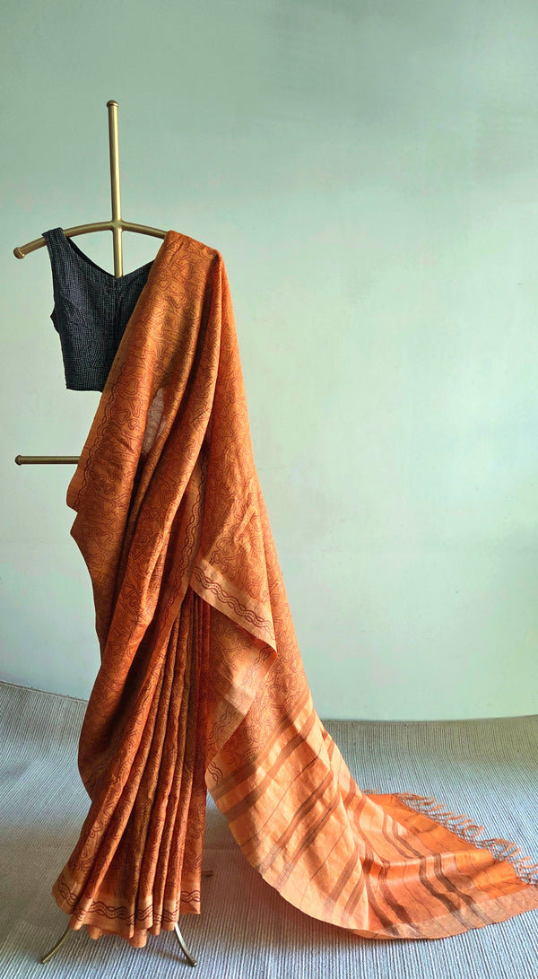 HARLEY - Hand block printed Bhagalpuri Tussar silk