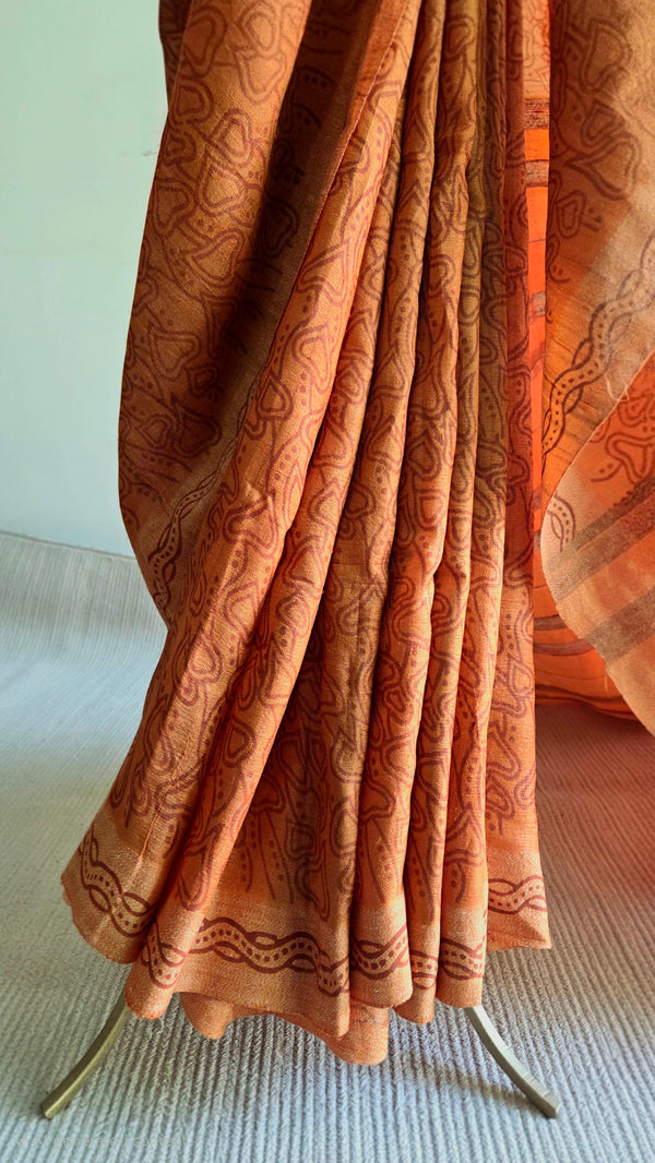 HARLEY - Hand block printed Bhagalpuri Tussar silk