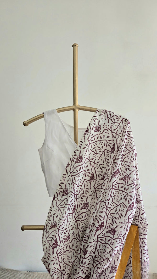 'FREE BIRD: Wine' Hand block printed cotton