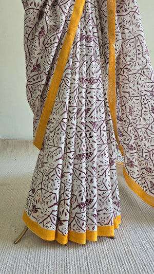 'FREE BIRD: Wine' Hand block printed cotton
