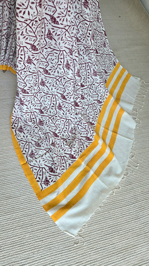 'FREE BIRD: Wine' Hand block printed cotton