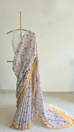 'FREE BIRD: Wine' Hand block printed cotton