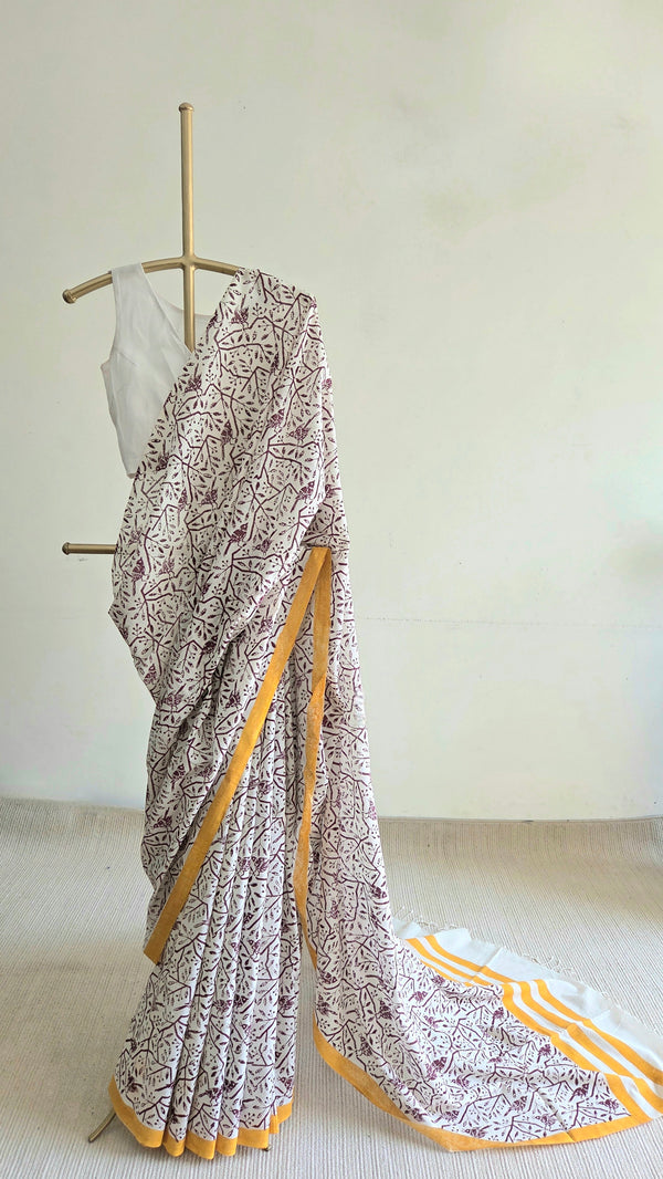 'FREE BIRD: Wine' Hand block printed cotton