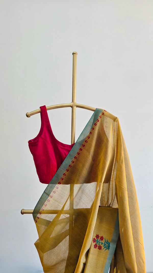 'MALLIKA : Teal' Mangalagiri Cotton Saree