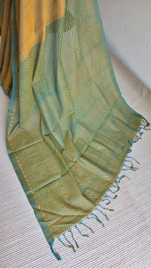 'MALLIKA : Teal' Mangalagiri Cotton Saree
