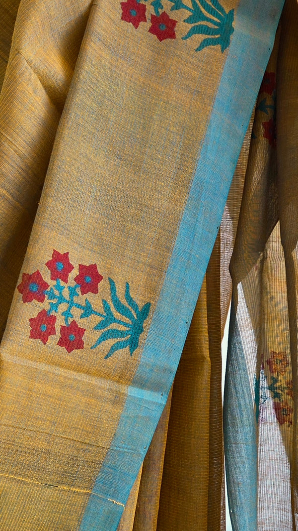 'MALLIKA : Teal' Mangalagiri Cotton Saree