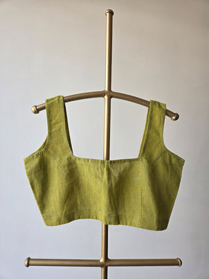 'GREEN WONDER' Striped Cotton Aane Hejje Blouse
