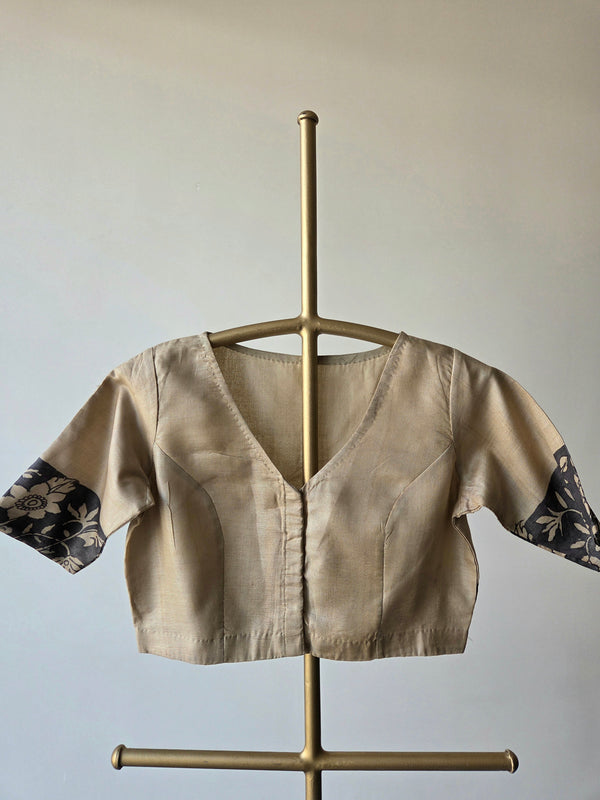 'GILDED GROVE' Pen Kalamkari Tussar Silk Blouse