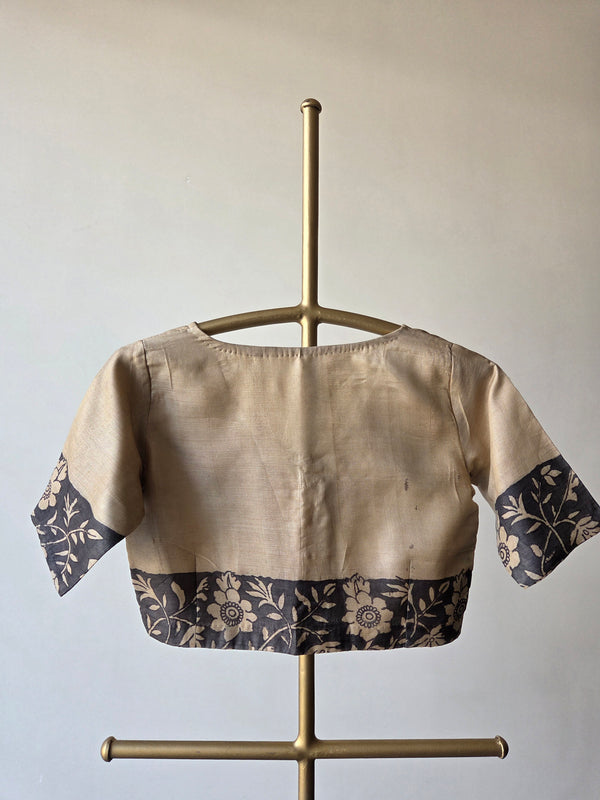 'GILDED GROVE' Pen Kalamkari Tussar Silk Blouse