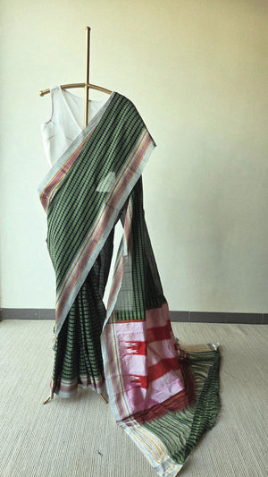 'KARANJI' Handwoven Ilkal Pure Cotton Saree