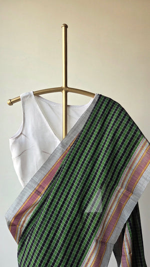 'KARANJI' Handwoven Ilkal Pure Cotton Saree