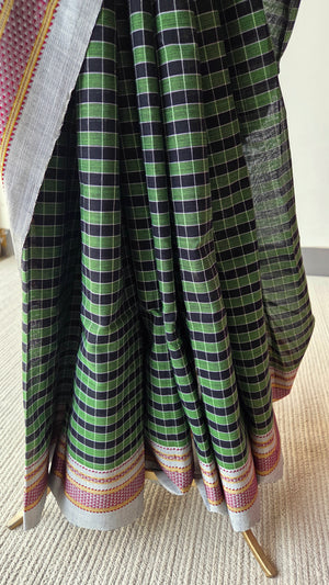 'KARANJI' Handwoven Ilkal Pure Cotton Saree