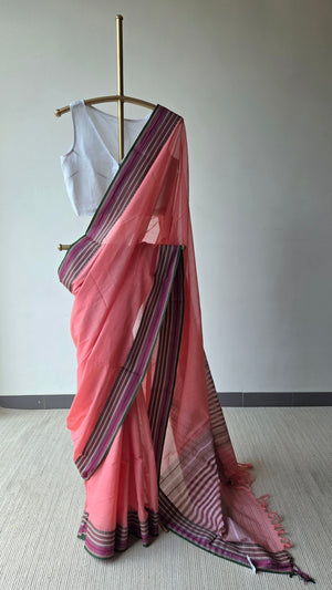 'ALOLIKA: Peach' Handwoven Begumpuri Saree