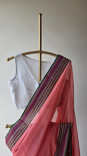 'ALOLIKA: Peach' Handwoven Begumpuri Saree