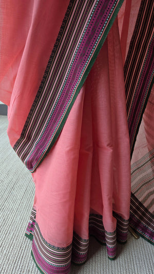 'ALOLIKA: Peach' Handwoven Begumpuri Saree