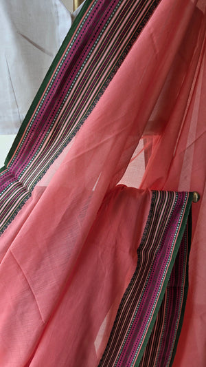 'ALOLIKA: Peach' Handwoven Begumpuri Saree
