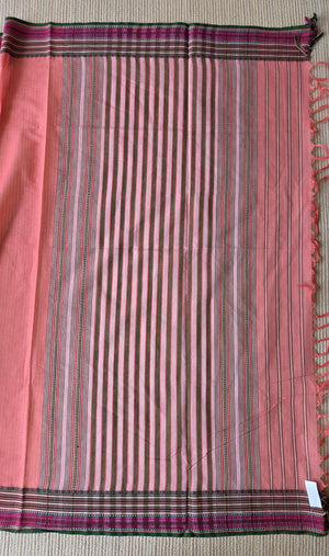 'ALOLIKA: Peach' Handwoven Begumpuri Saree