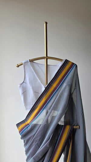 'DAMINI: Grey' Handwoven Begumpuri Saree