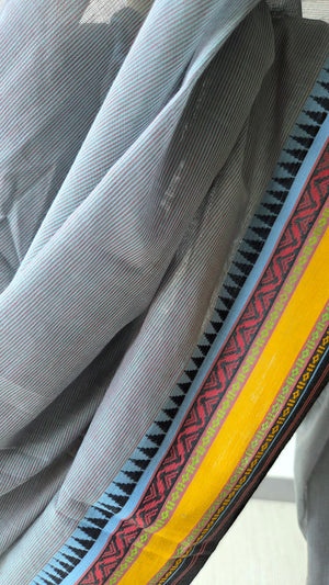 'DAMINI: Grey' Handwoven Begumpuri Saree