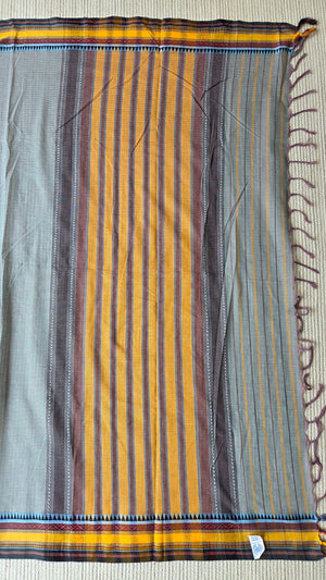'DAMINI: Grey' Handwoven Begumpuri Saree