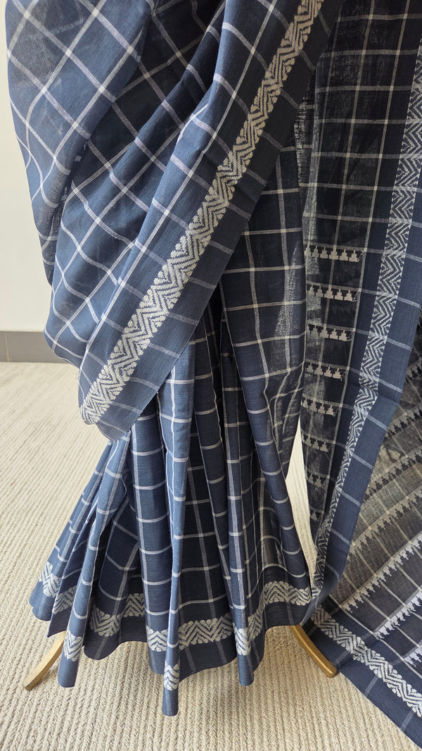 'DORA: Steel' Handwoven Begumpuri Saree