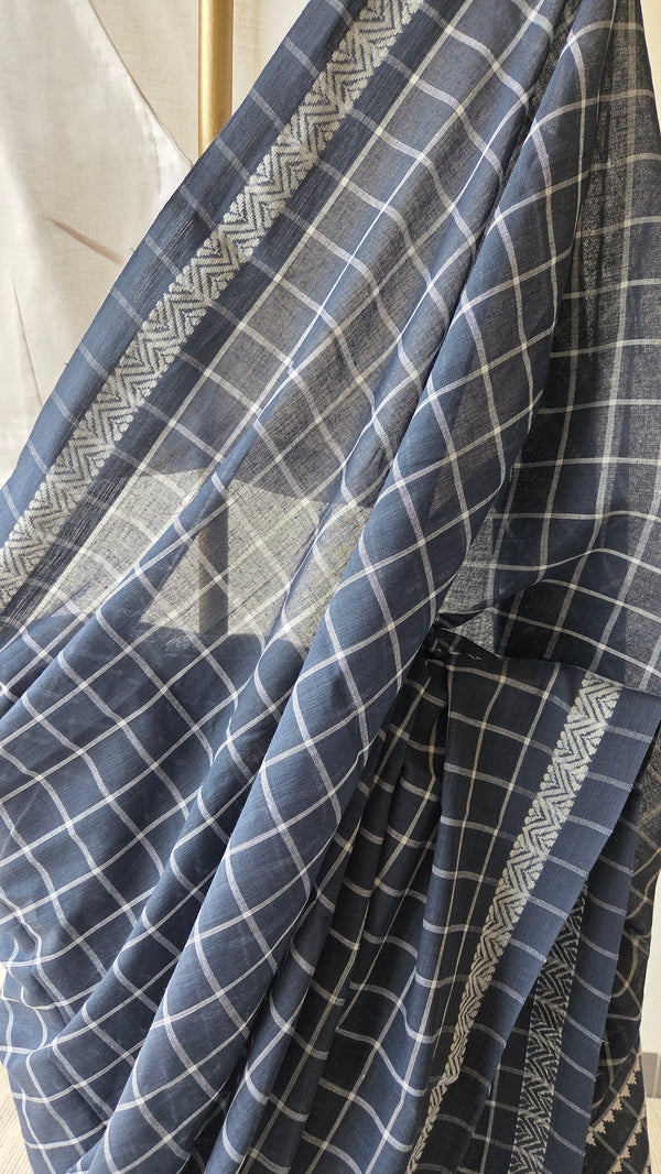 'DORA: Steel' Handwoven Begumpuri Saree