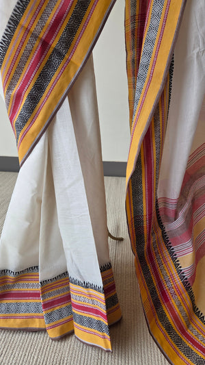 'ANWESHA: Kora' Handwoven Begumpuri Saree