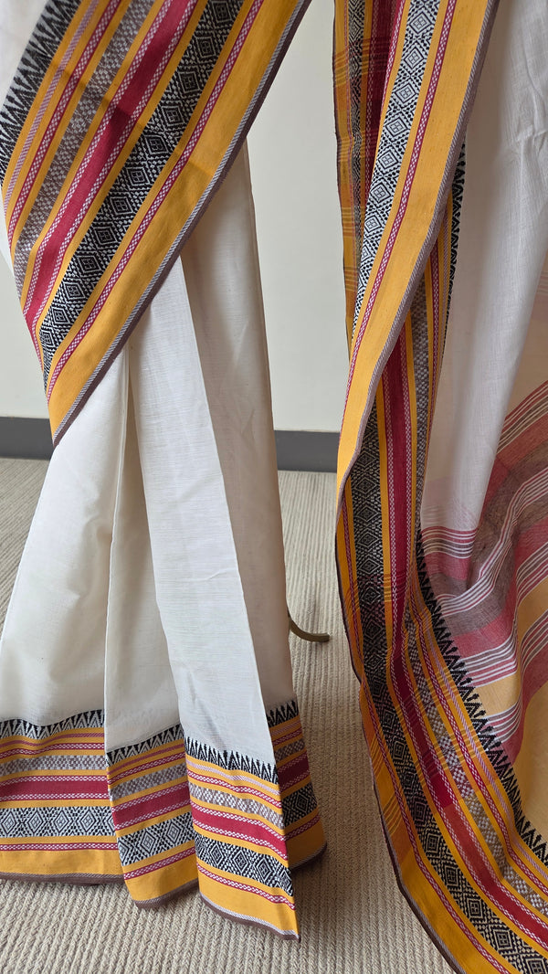 'ANWESHA: Kora' Handwoven Begumpuri Saree