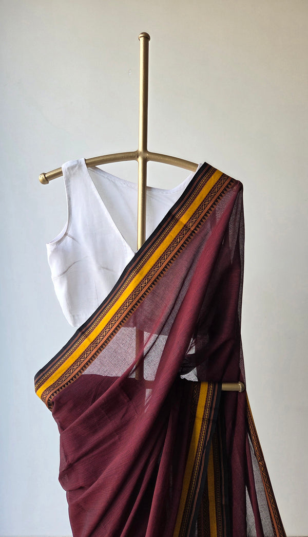 'DAMINI: Maroon' Handwoven Begumpuri Saree