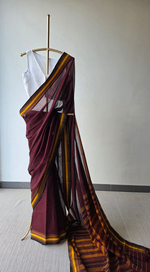 'DAMINI: Maroon' Handwoven Begumpuri Saree