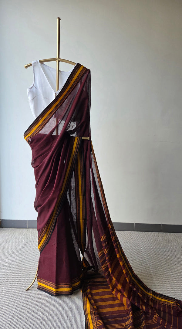 'DAMINI: Maroon' Handwoven Begumpuri Saree