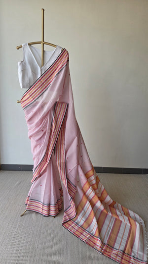 'BIBHA: Light Pink' Handwoven Begumpuri Saree