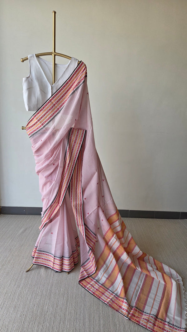 'BIBHA: Light Pink' Handwoven Begumpuri Saree