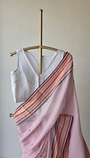 'BIBHA: Light Pink' Handwoven Begumpuri Saree