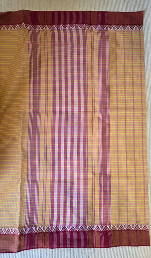 'SHIULI TOLA: Dusty Rose' Handwoven Cotton Dhonekhali Saree