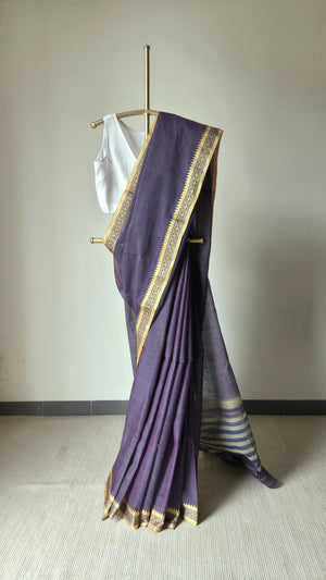 'ALNA-R BHAJ' Handwoven Cotton Dhonekhali Saree