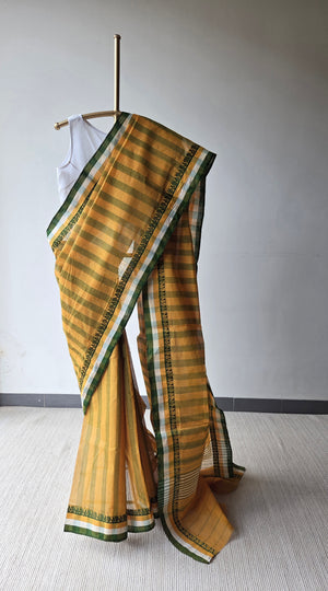 'BHORER ALO' Handwoven Cotton Dhonekhali Saree