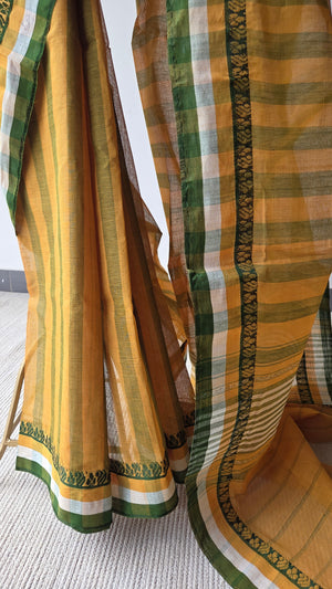 'BHORER ALO' Handwoven Cotton Dhonekhali Saree