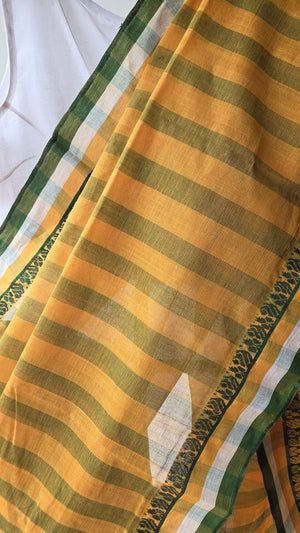 'BHORER ALO' Handwoven Cotton Dhonekhali Saree