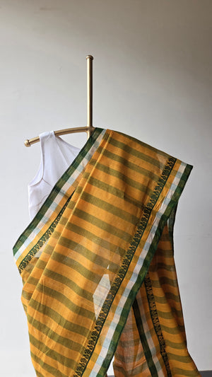 'BHORER ALO' Handwoven Cotton Dhonekhali Saree