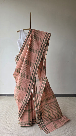 'TAL-PATAR PAKHA' Handwoven Cotton Dhonekhali Saree