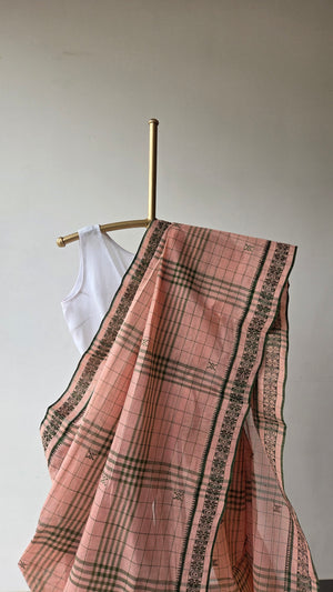 'TAL-PATAR PAKHA' Handwoven Cotton Dhonekhali Saree