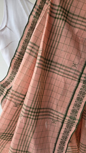 'TAL-PATAR PAKHA' Handwoven Cotton Dhonekhali Saree