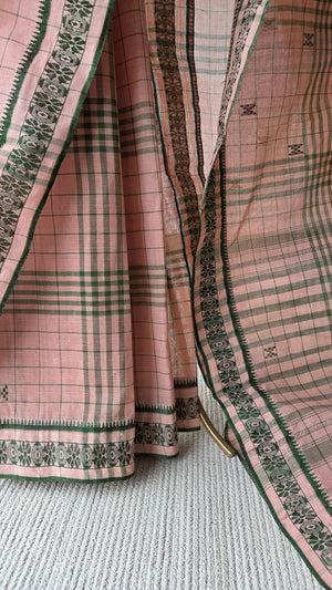 'TAL-PATAR PAKHA' Handwoven Cotton Dhonekhali Saree